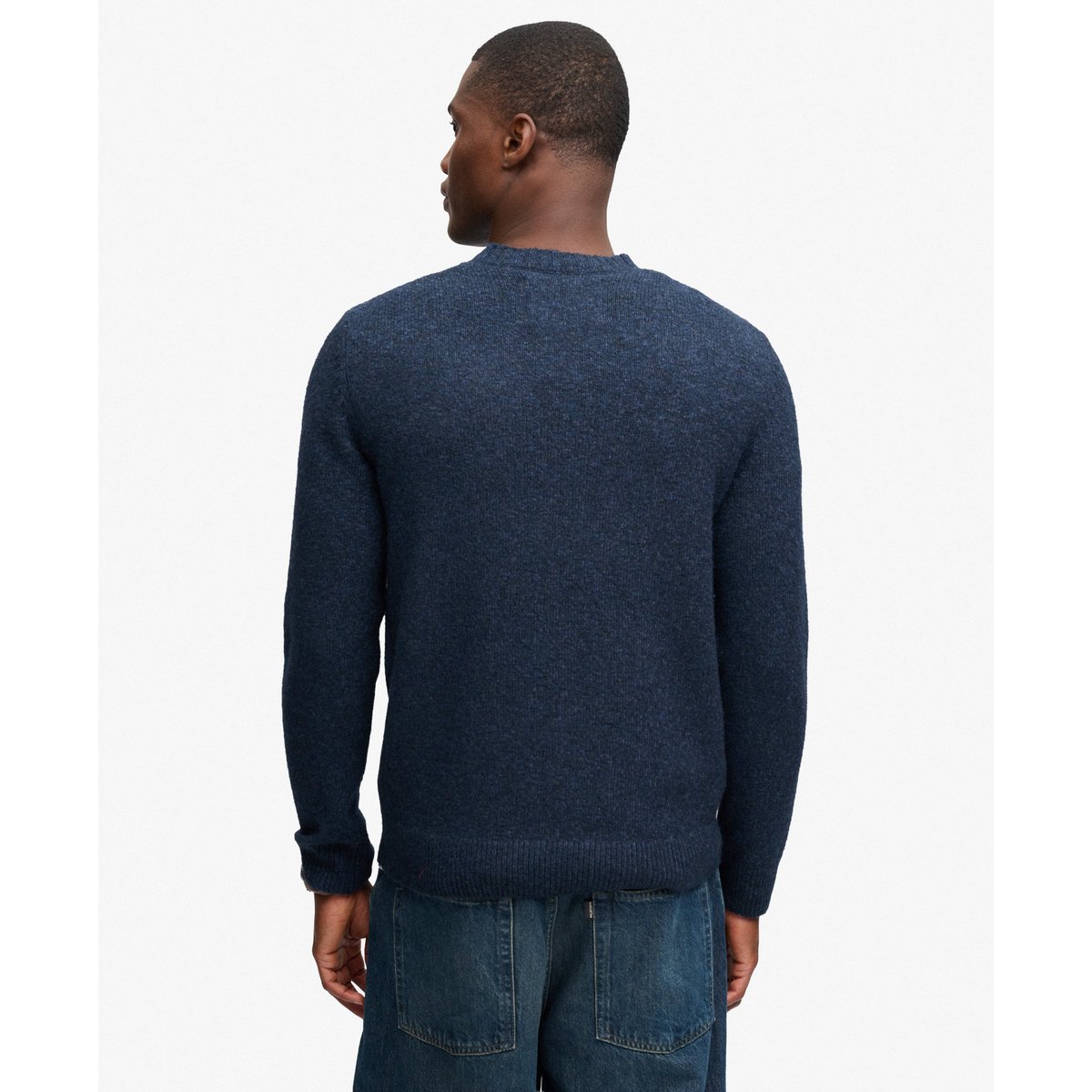 Pull à Manches Torsadées Brossé bleu marine foncé chiné, SUPERDRY