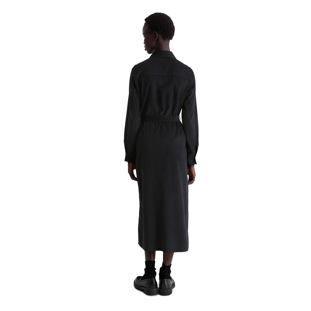 Robe en velours côtelé fin regular en doux mélange de coton organique et de lyocell bleu foncé, MARC O'POLO
