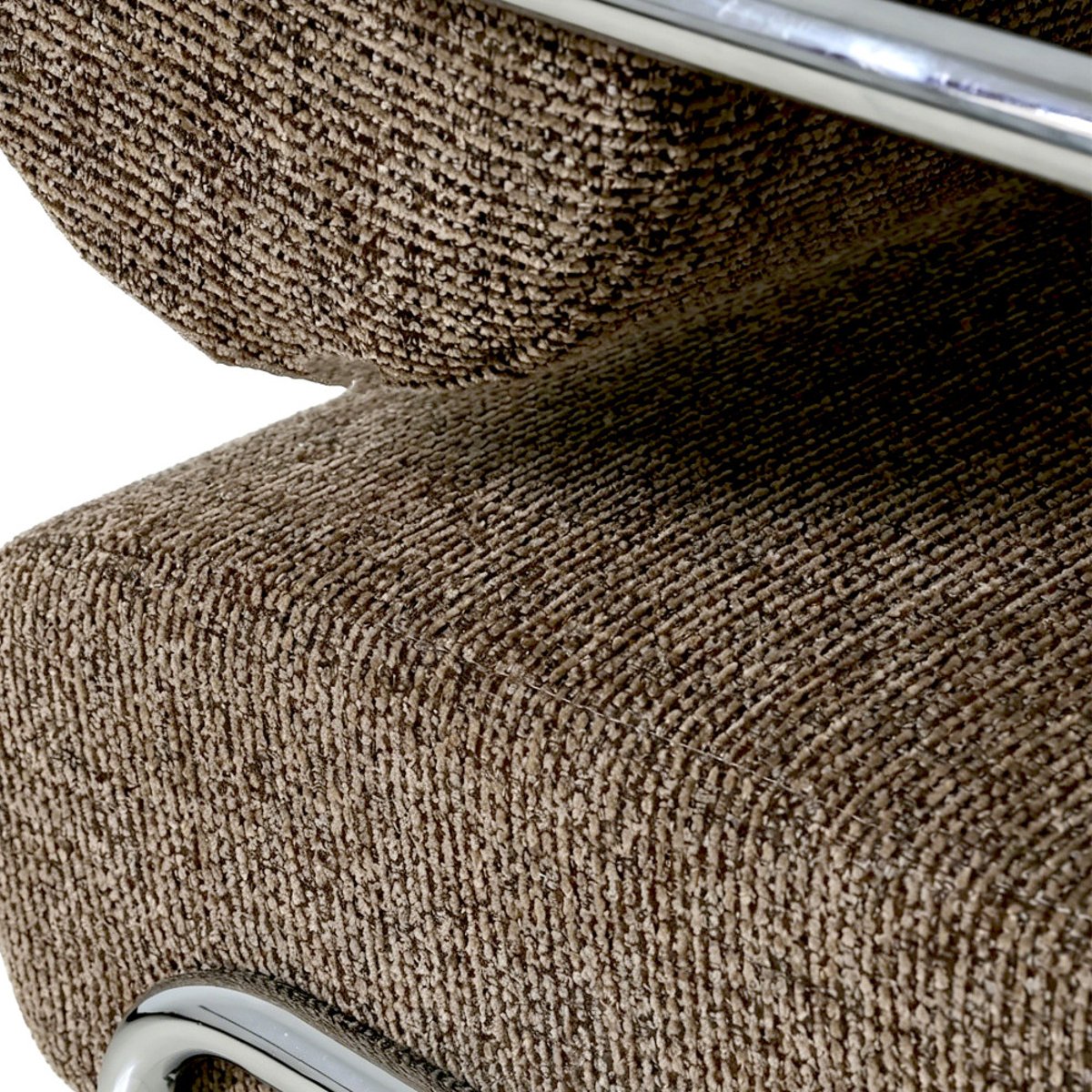 Fauteuil en tissu pieds chrome- EMIL marron, DRAWER