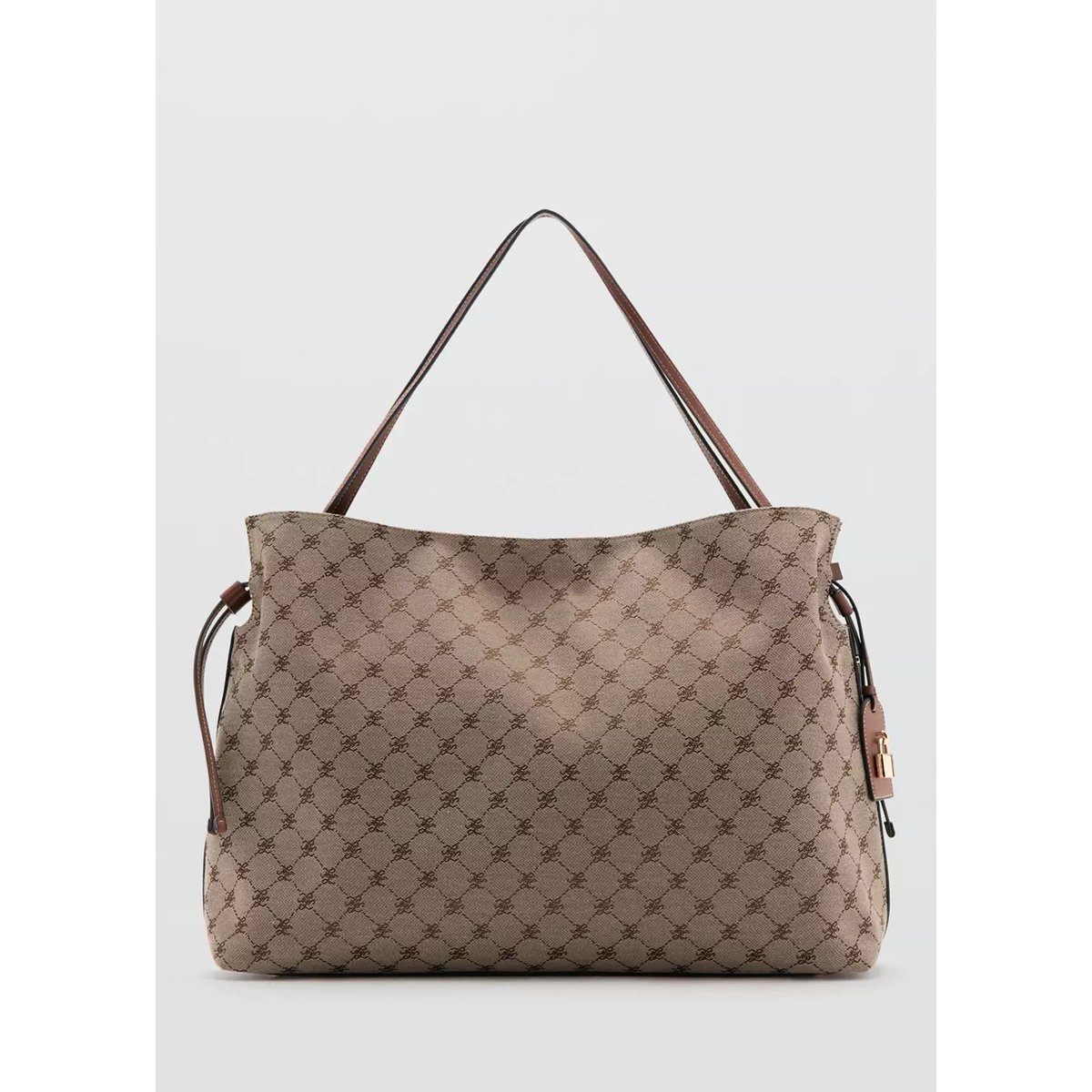 Sac seau jacquard marron moyen, MANGO
