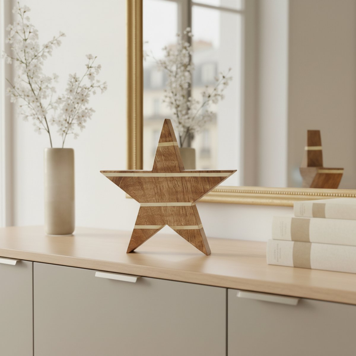 Étoile décorative en bois de mangue H29 marron, SIA DECO