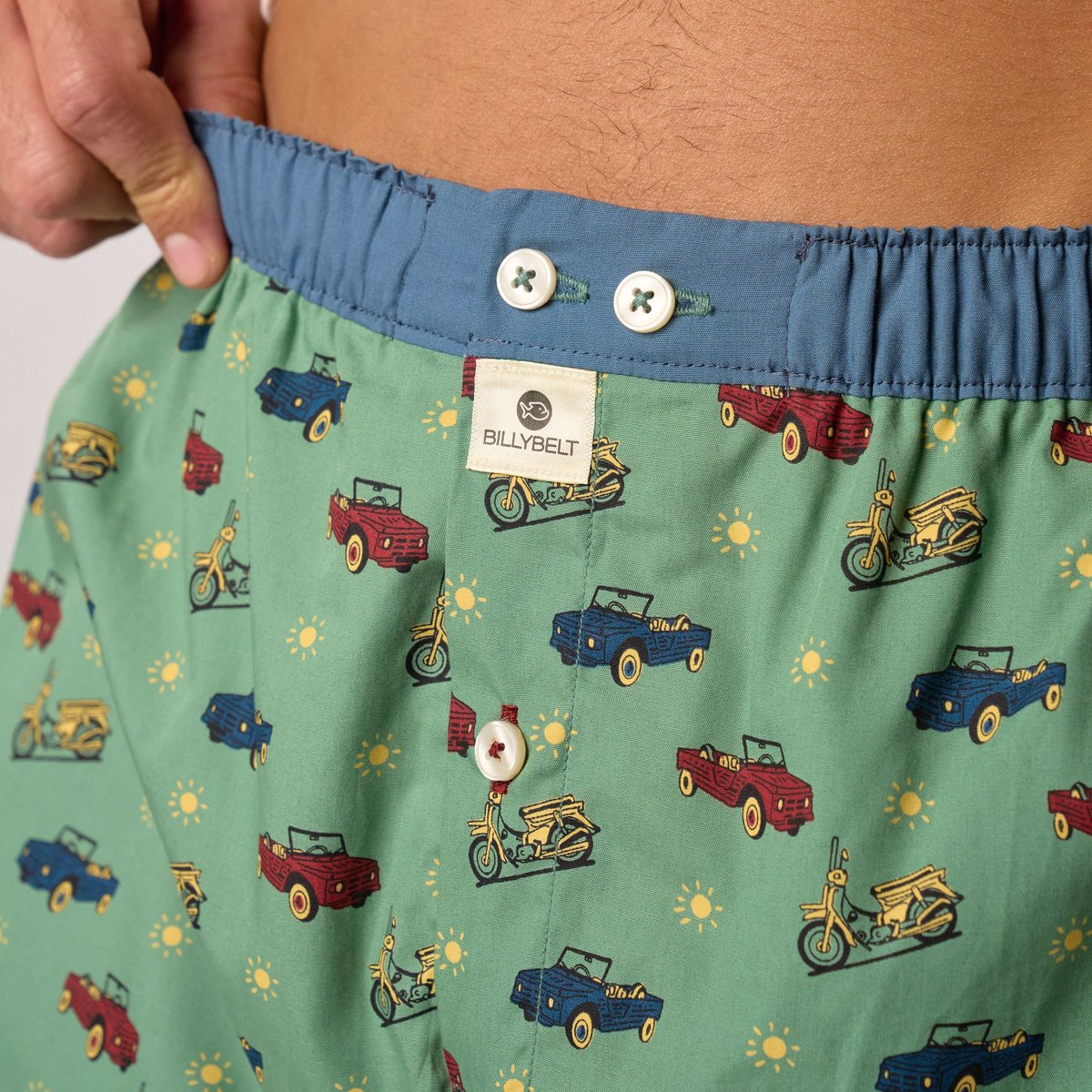 Caleçon en coton biologique FANTAISIE vert, BILLYBELT