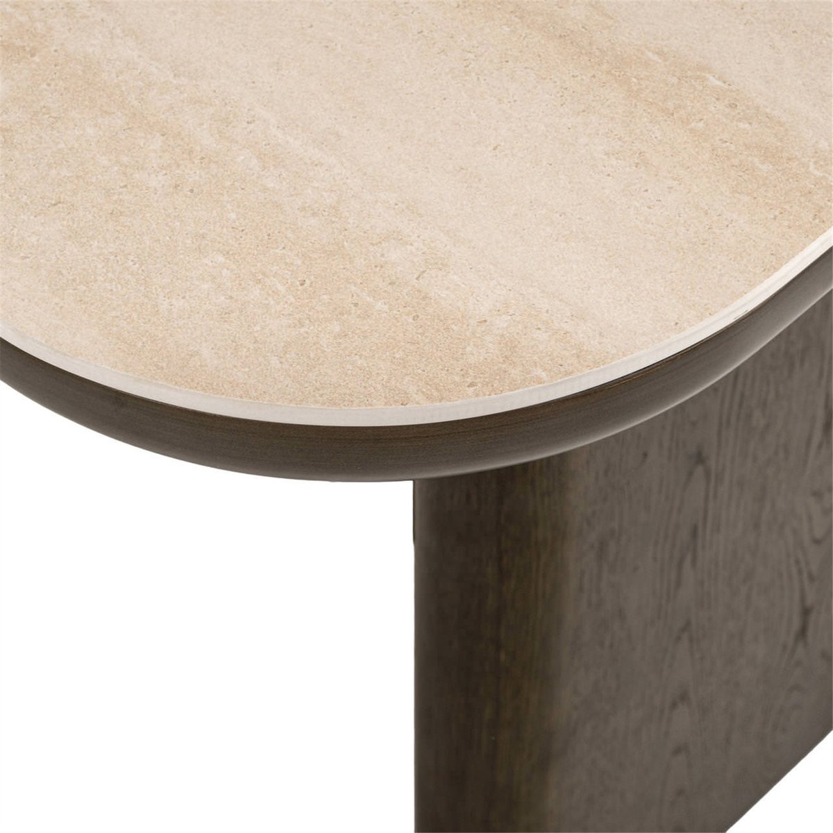 Table à manger en céramique collection NANDO brun et travertin beige, RECOLLECTION