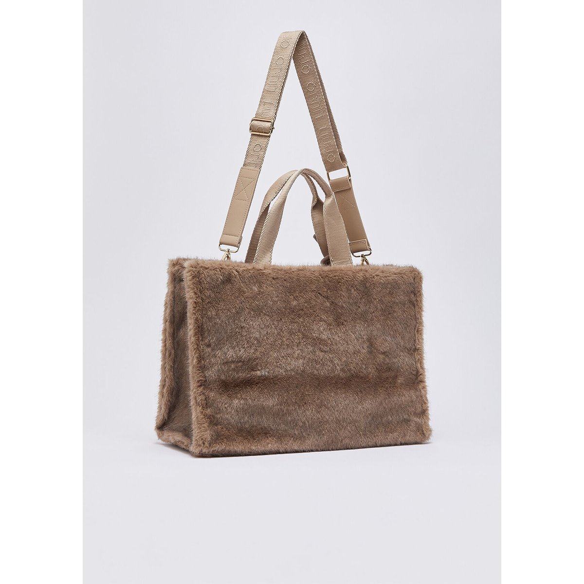 Grand sac fourre-tout en teddy beige, LIU JO