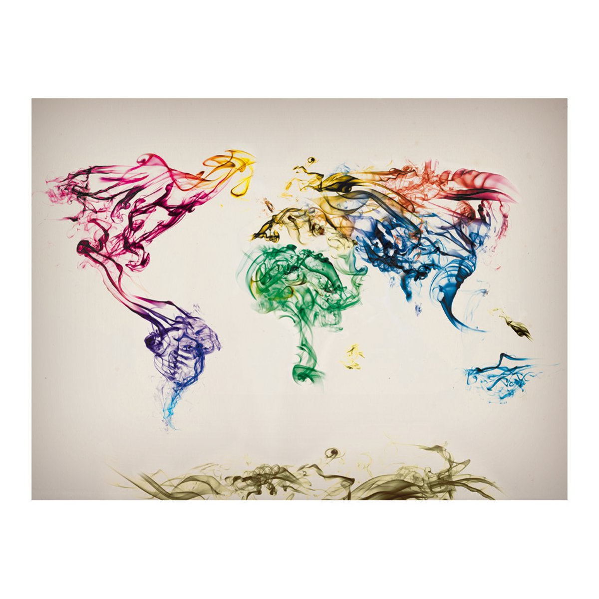 Papier peint intissé panoramique Carte du monde Dancing smoke trails gris / argent, EDEN
