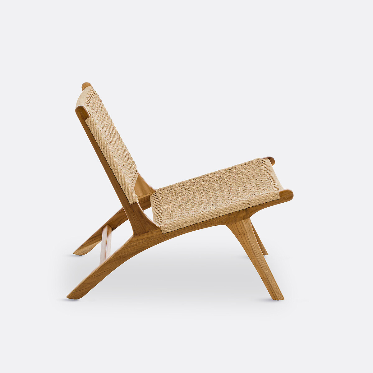 Fauteuil lounge teck et corde tressée, Amanda naturel, LA REDOUTE INTERIEURS