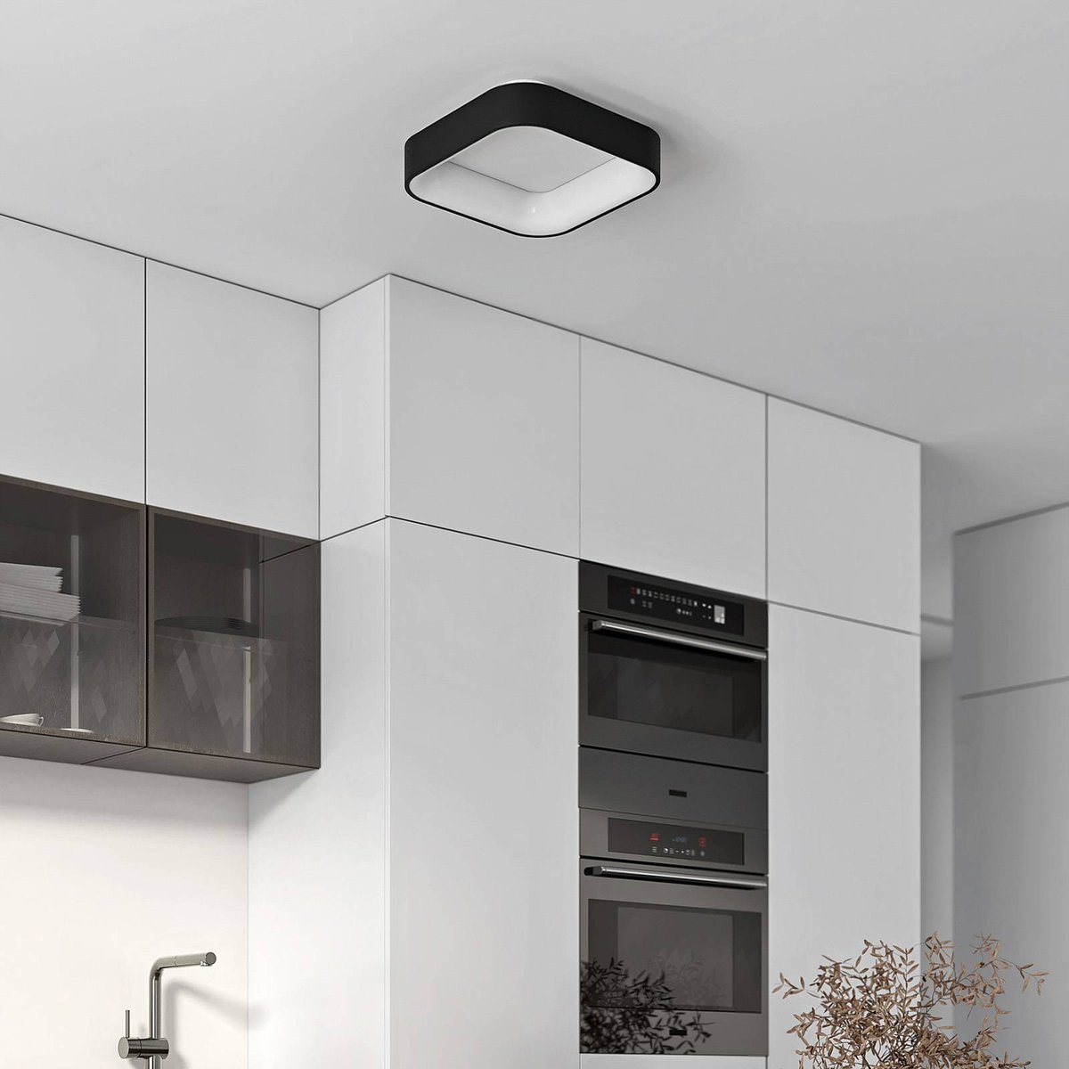 Plafonnier en métal moderneLED, Aleksi noir sable, blanc, ARCCHIO