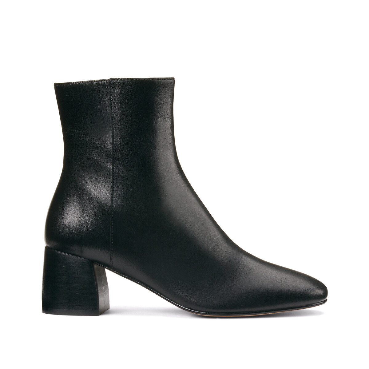 Boots à talon en cuir, Signature MARGUERITE noir, LA REDOUTE COLLECTIONS