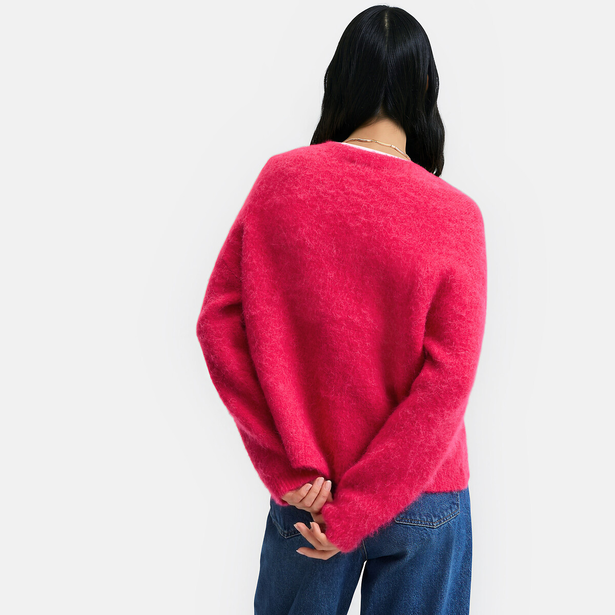 Cardigan en alpaga brossé mélangé, Signature JANY rose, LA REDOUTE COLLECTIONS