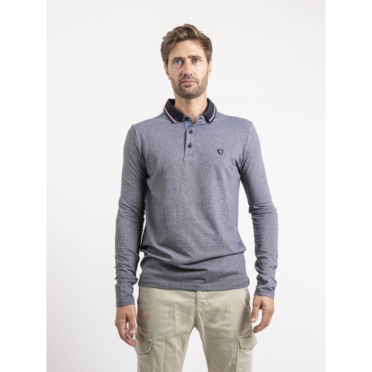 Polo Manches Longues Pur Coton Python bleu marine, RITCHIE