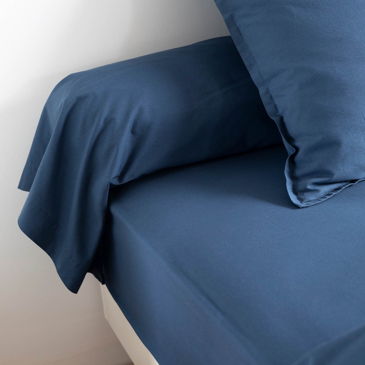 Taie de traversin coton lavé - CELESTE bleu marine, SOMEO