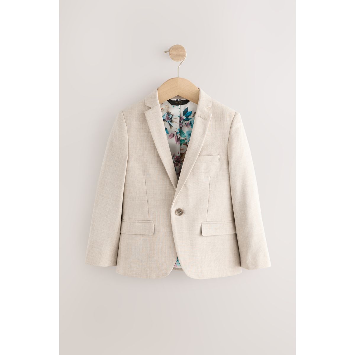 Costume skinny texturé neutre : veste naturel, NEXT