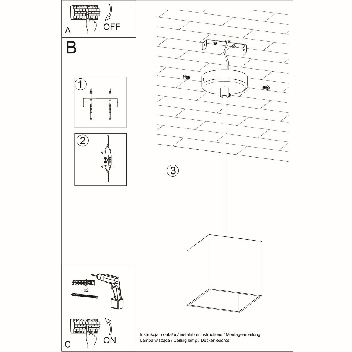Suspension Aluminium Blanc GU10 1 Quad blanc, EDEN