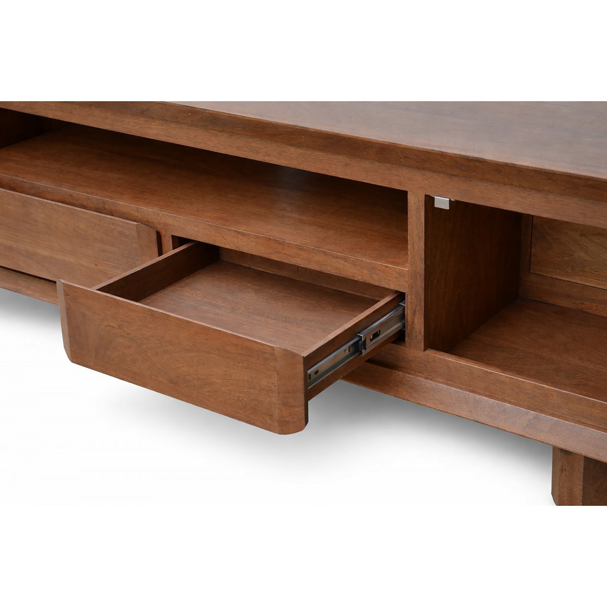 Meuble TV 200 cm bois massif, BELLECOUR marron foncé, BOBOCHIC