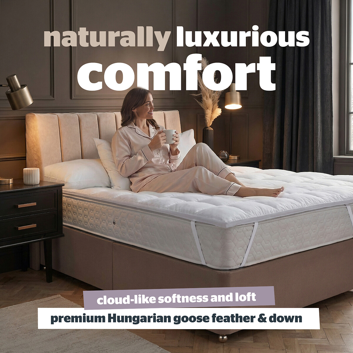 Hungarian Goose Feather Down Mattress Topper white, SILENTNIGHT
