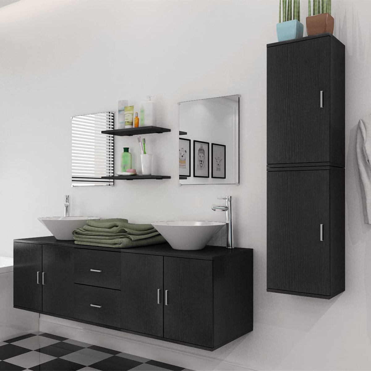 Ensemble de meubles de salle de bain noir, HOME MAISON