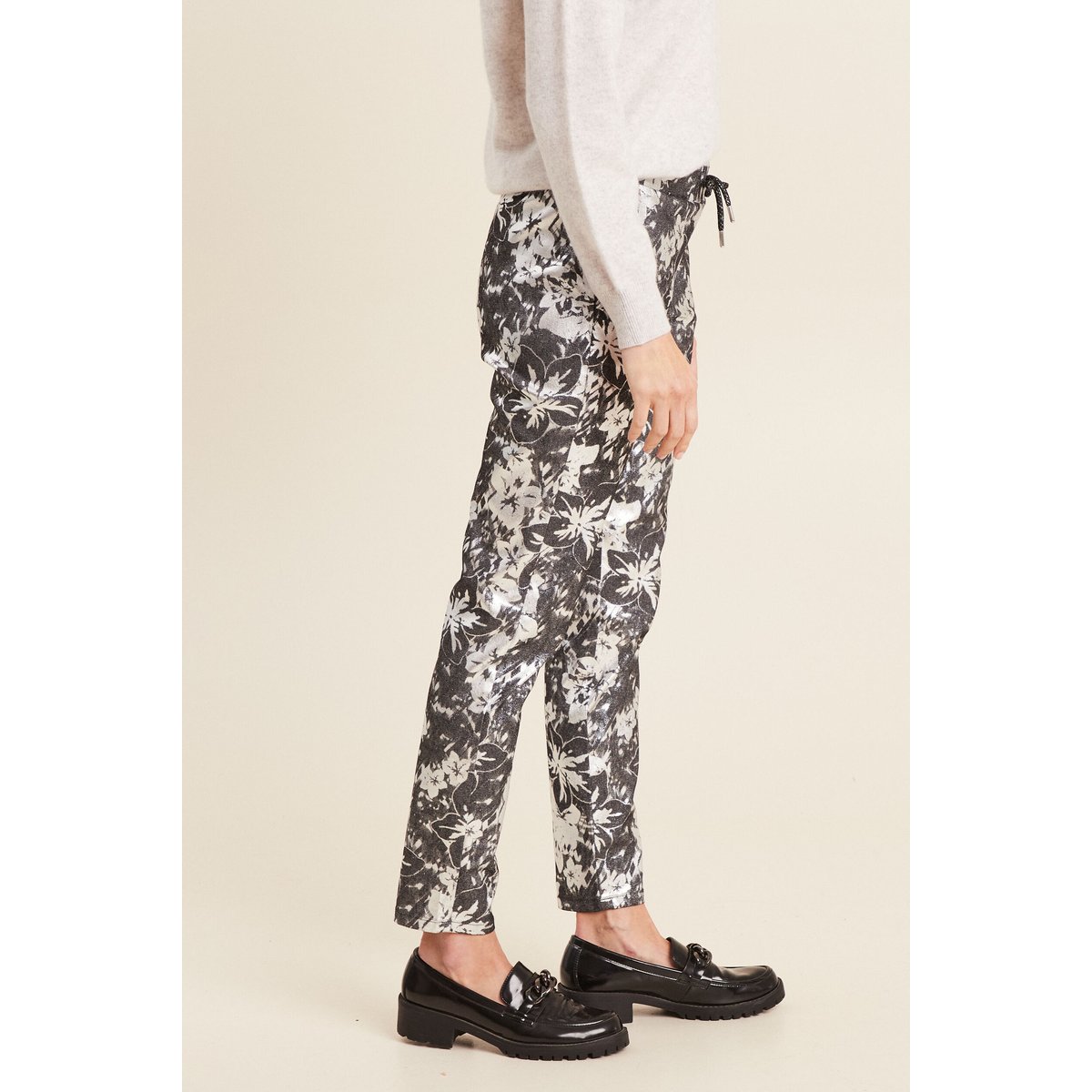 Pantalon ajusté à coulisse noir, BREAL