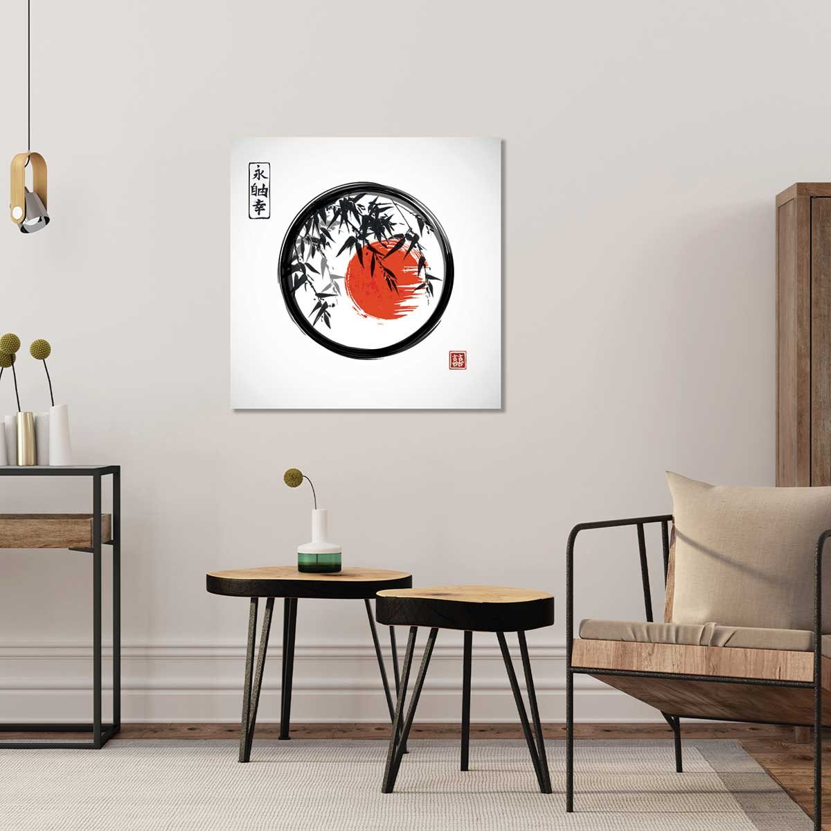 Tableau zen circle japon et bambous tableau alu dibond, HEXOA