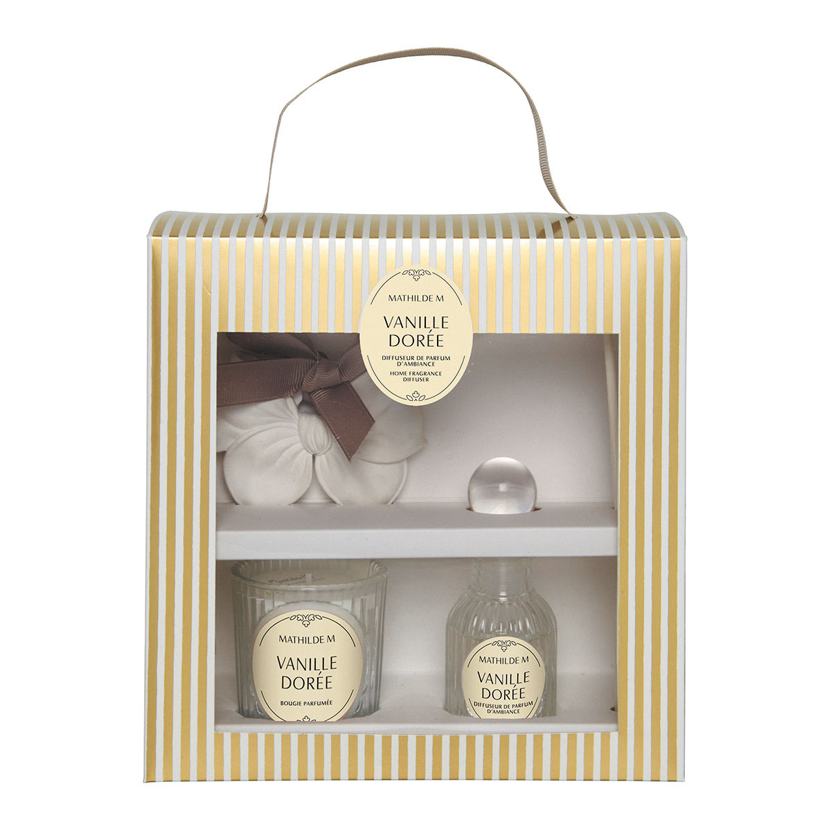 Coffret diffuseur bougie décor Vanille Dorée jaune, MATHILDE M