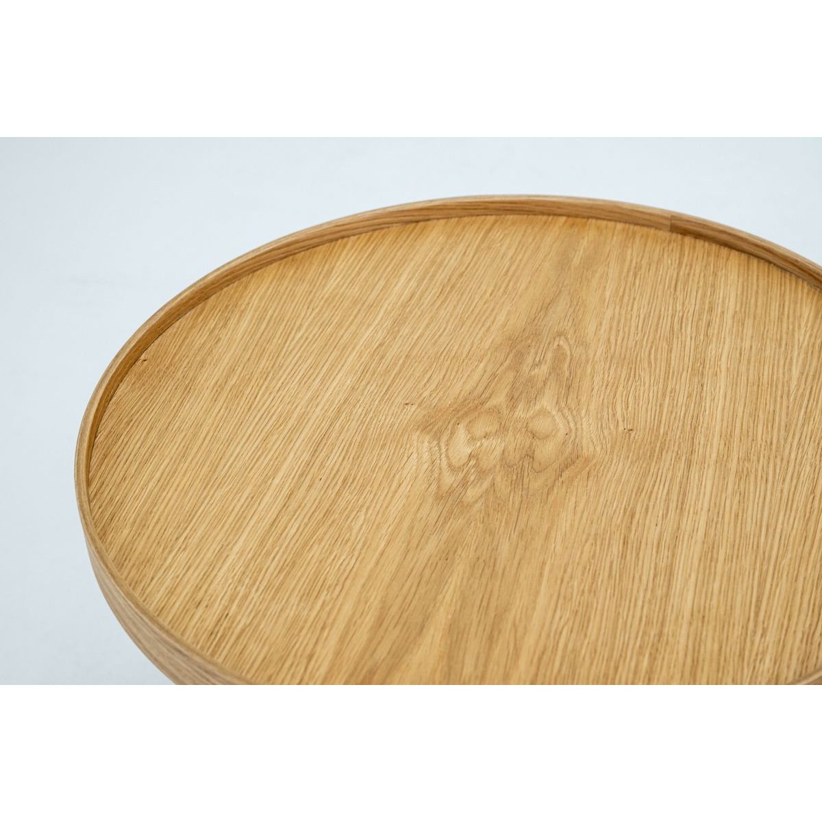 Table basse ronde en placage, CASTELLANE marron clair, BOBOCHIC