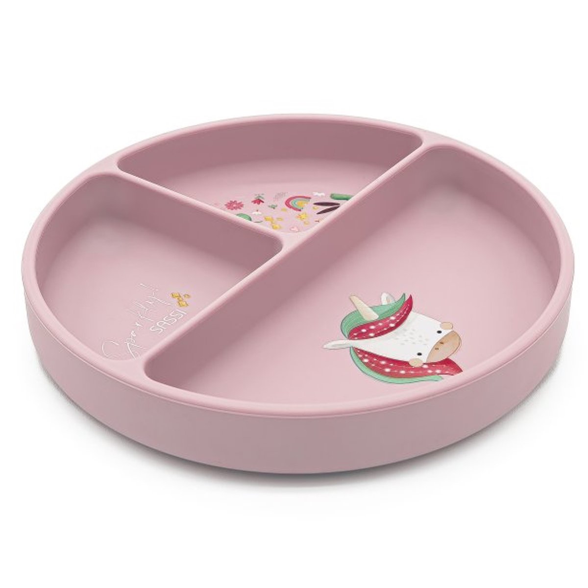 Assiette compartimentée en silicone avec ventouse ANIMAUX ANIMAUX rose, SASSI