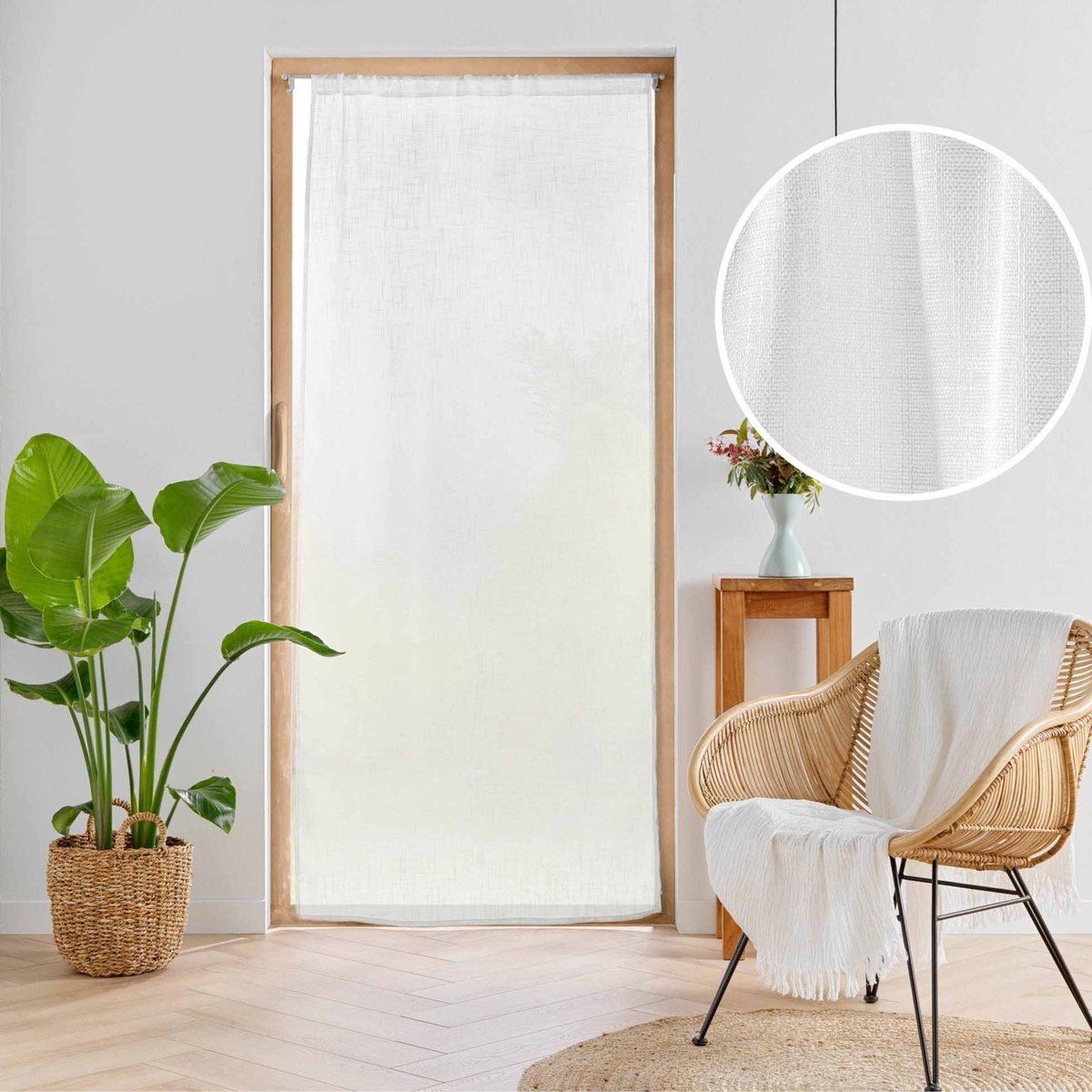 Voilage grande fenêtre - Effet lin tissé blanc, DOUCEUR D'INTÉRIEUR