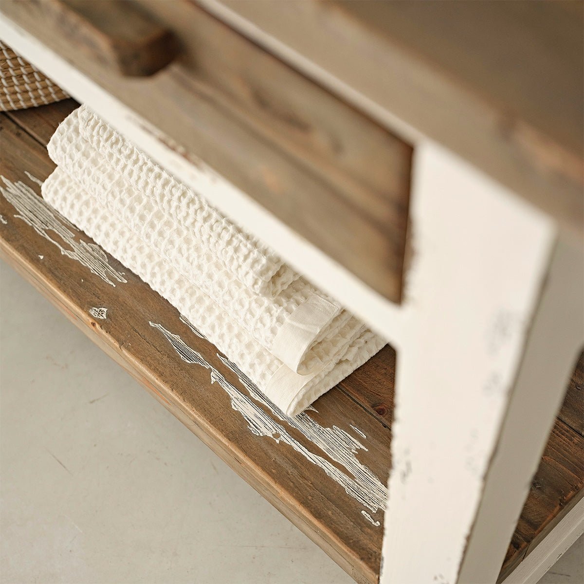 Meuble de salle de bain en bois recyclé 150 cm SEZANNE blanc, BERAH GETAH