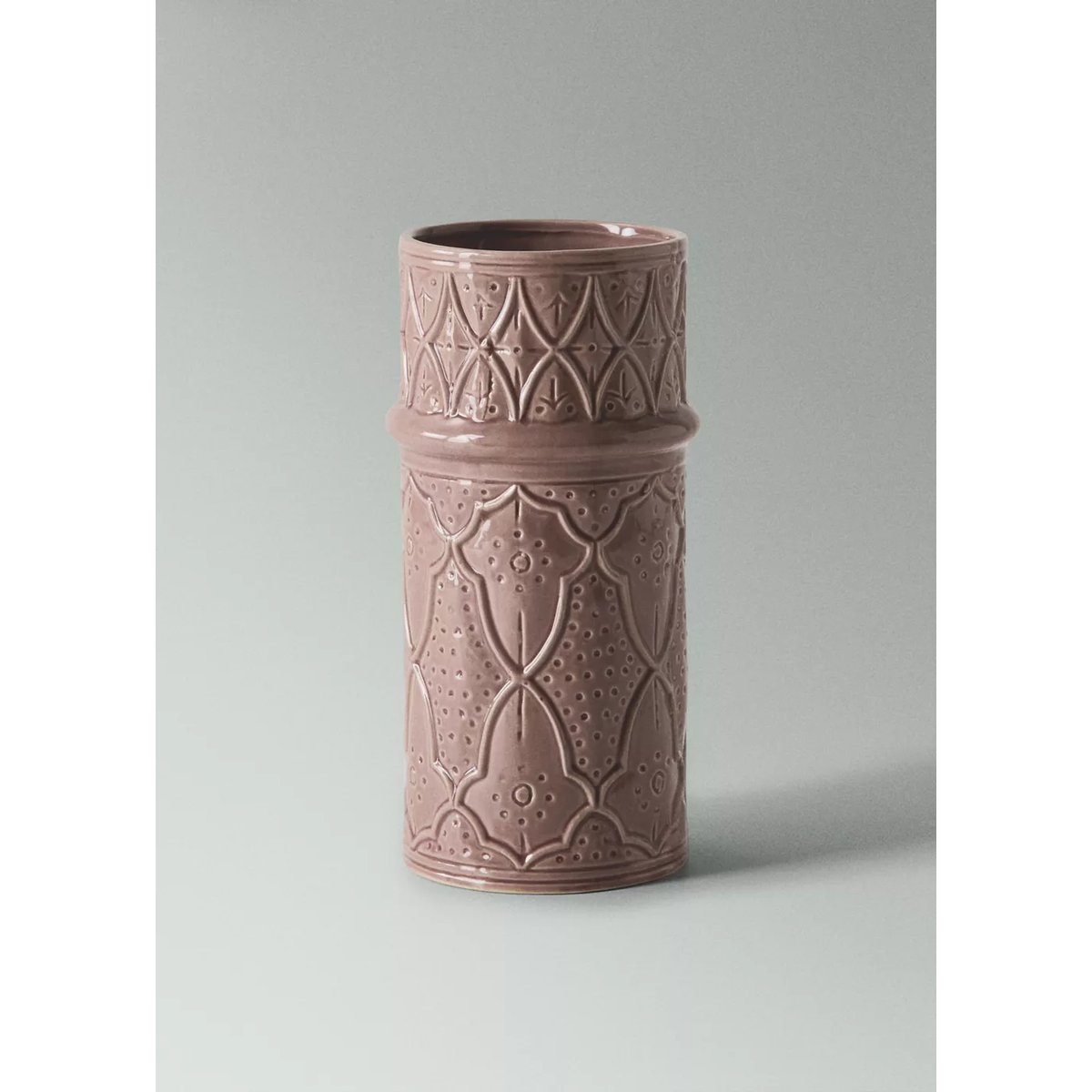 Grand vase en grès à relief rose, MANGO HOME