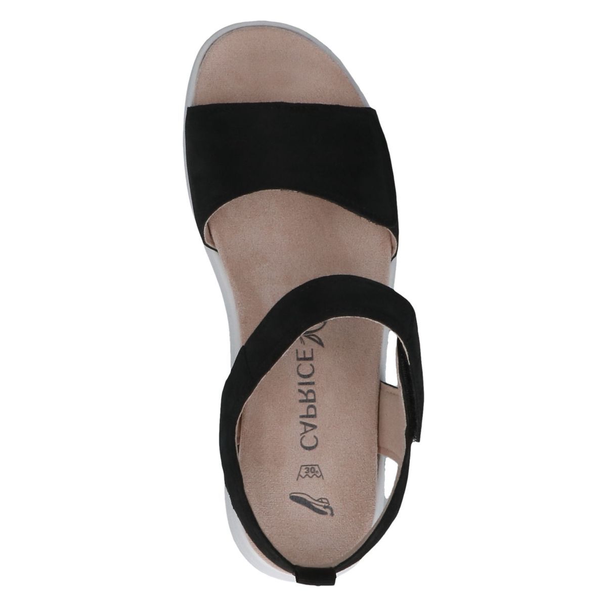 Sandale en cuir noir brillant, CAPRICE