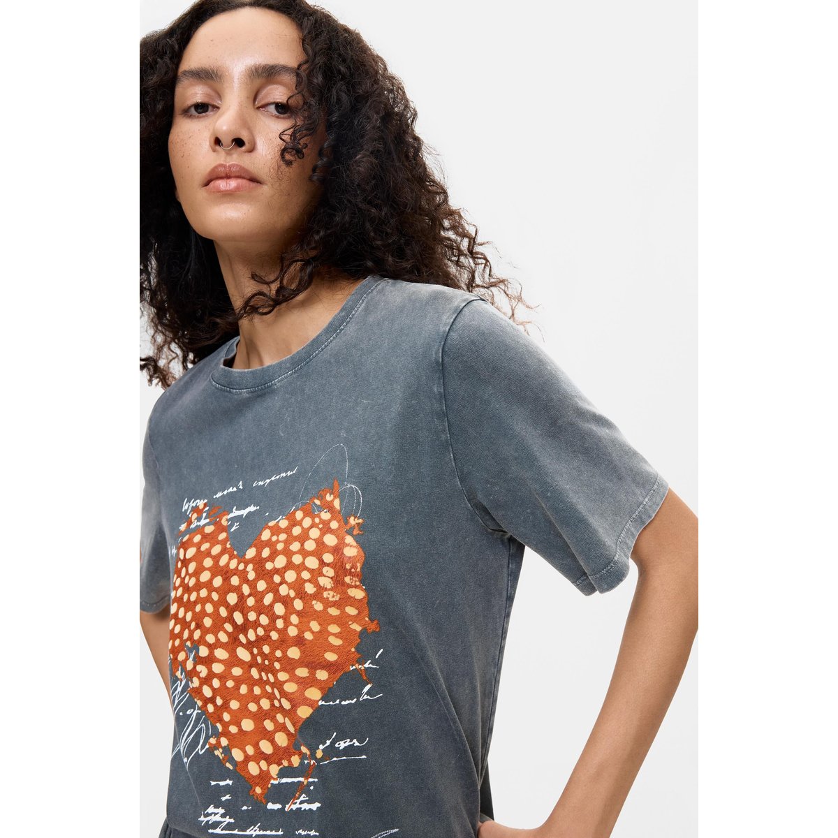 T-shirt imprimé en coton biologique noir, DESIGUAL