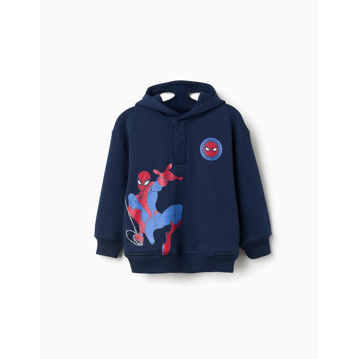 Sweat en coton peigné à capuche et imprimés Spider-Man bleu foncé, ZIPPY