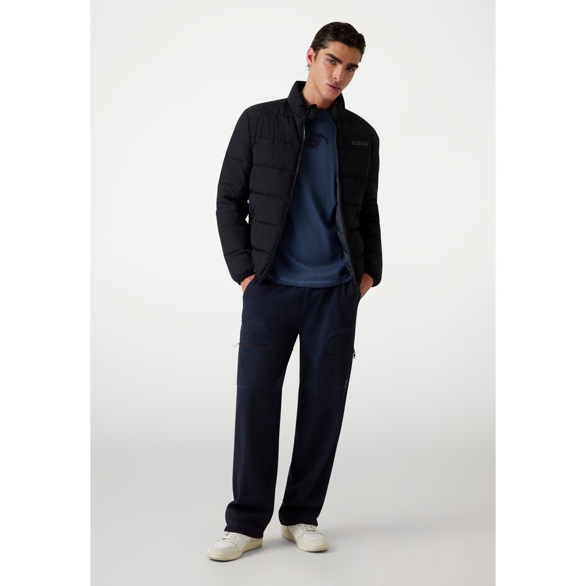 Pantalon Survêtement Jambe Large bleu foncé, GUESS