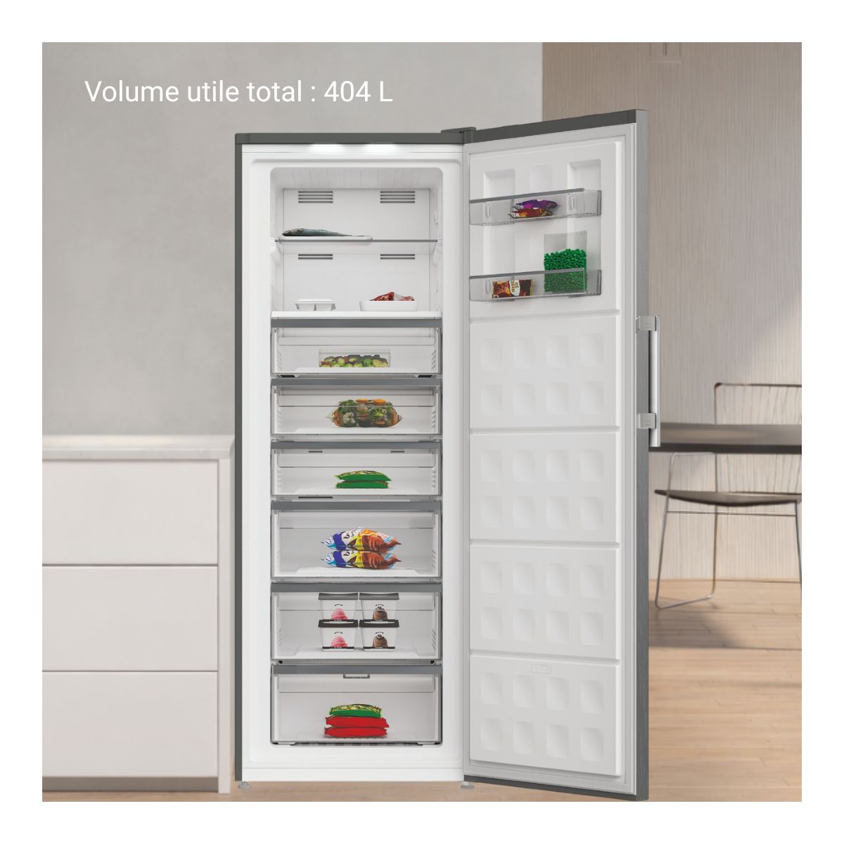 Congélateur armoire WHFF6404X5E couleur unique, WHIRLPOOL