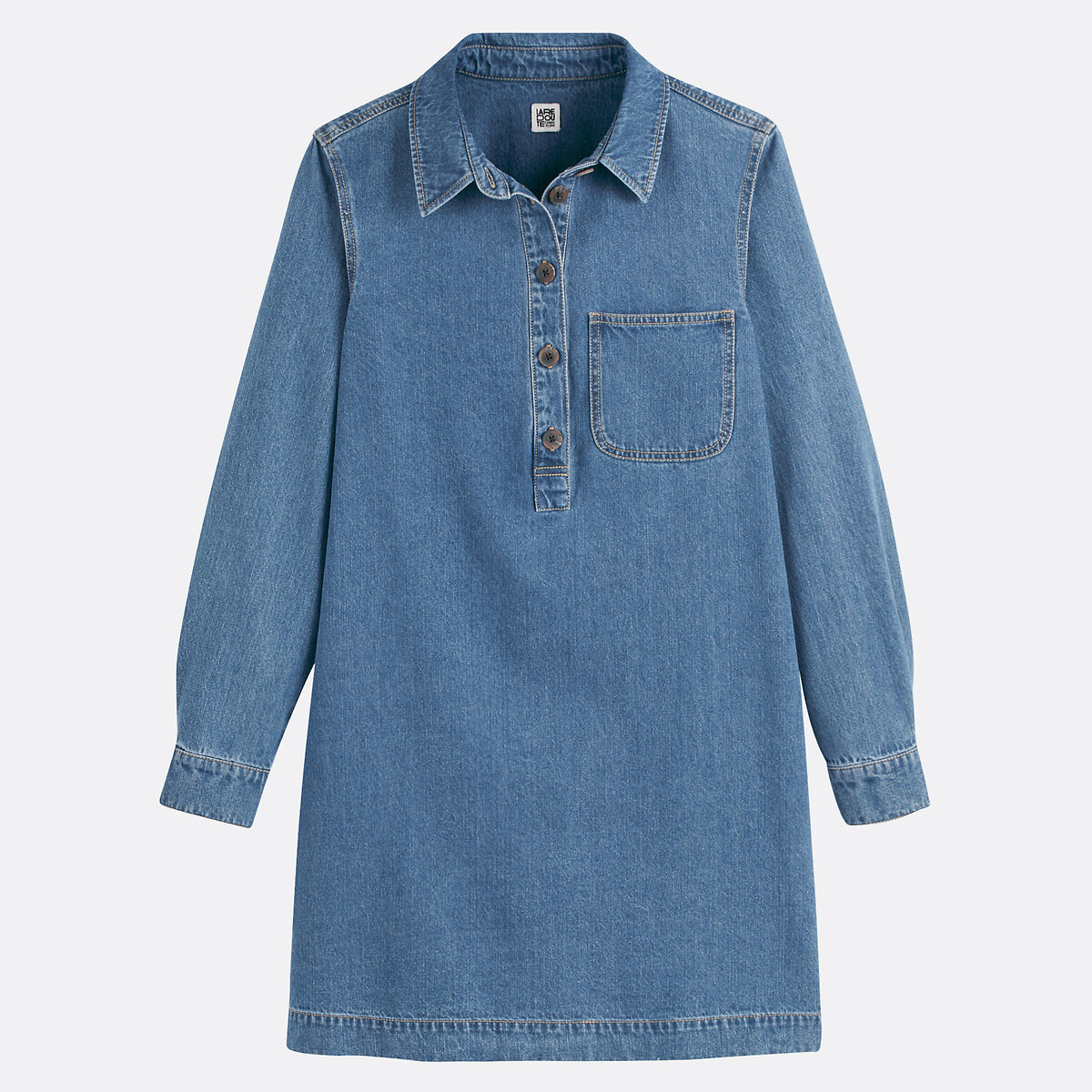 Robe courte en denim, Signature ALBANE bleu stone, LA REDOUTE COLLECTIONS