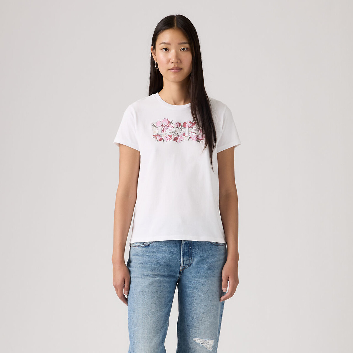 Crew Neck T-Shirt with Long Sleeves and Logo white, LEVI'S