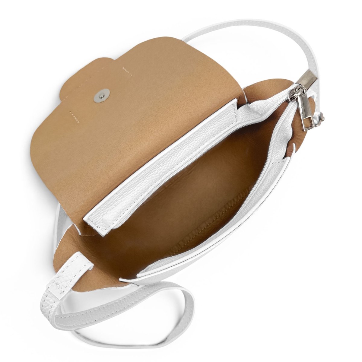 Mini sac besace en cuir grainé LOLLY blanc, OH MY BAG