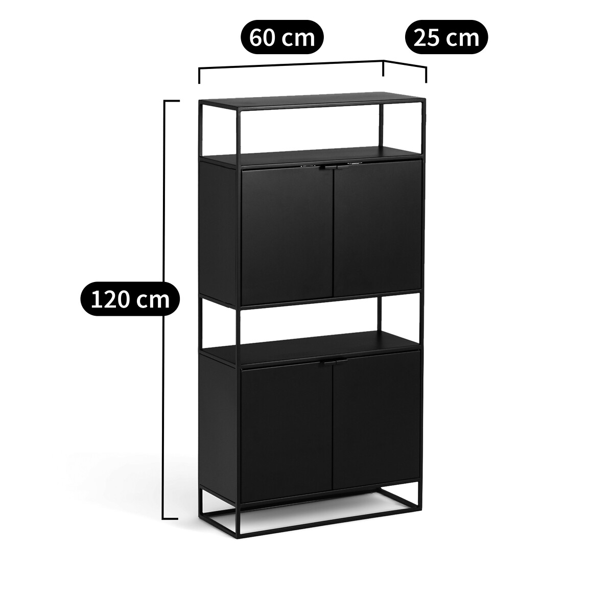 Armoire d'entrée 4 portes en métal acier, Miva métal noir, LA REDOUTE INTERIEURS