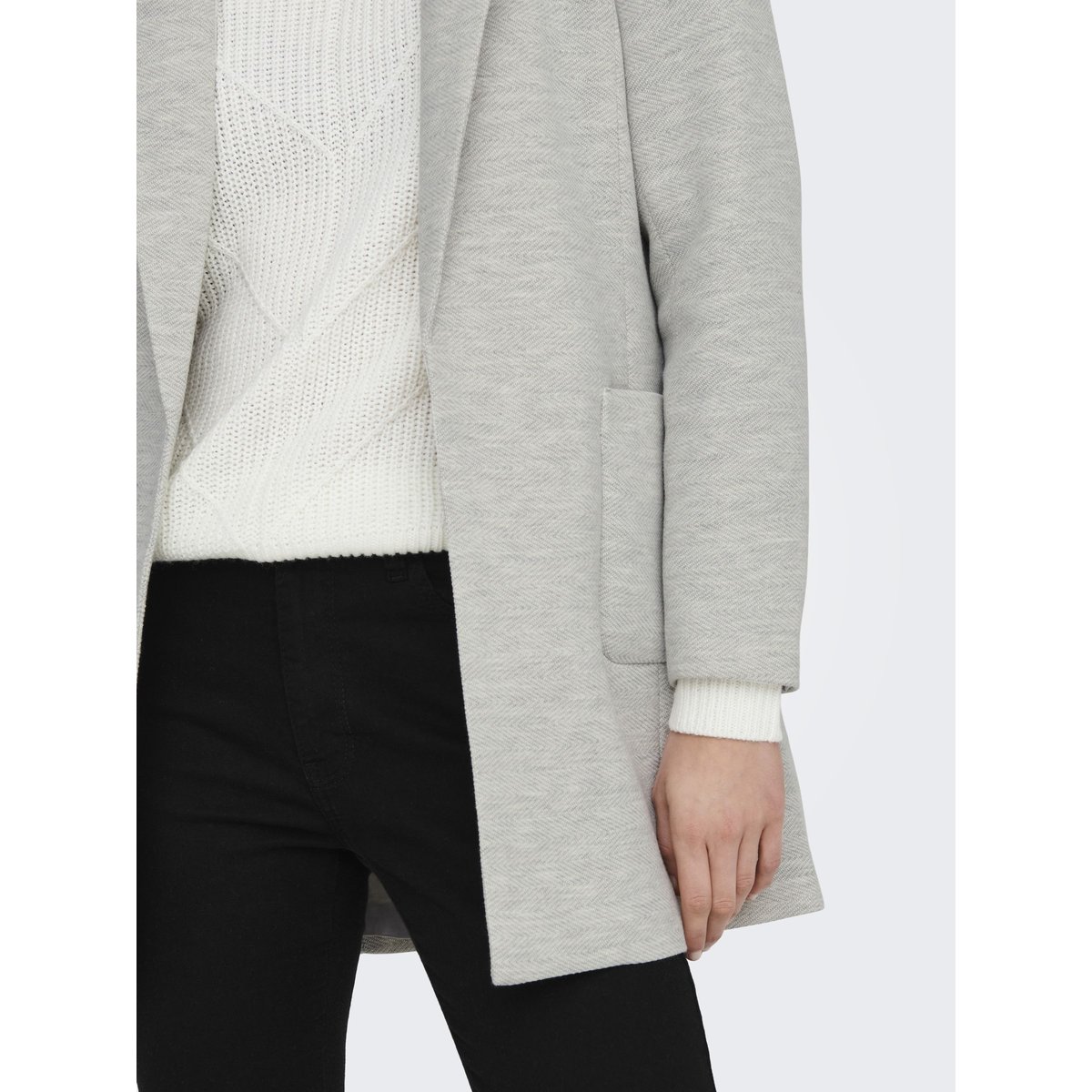 Blazer mi-long gris clair, ONLY