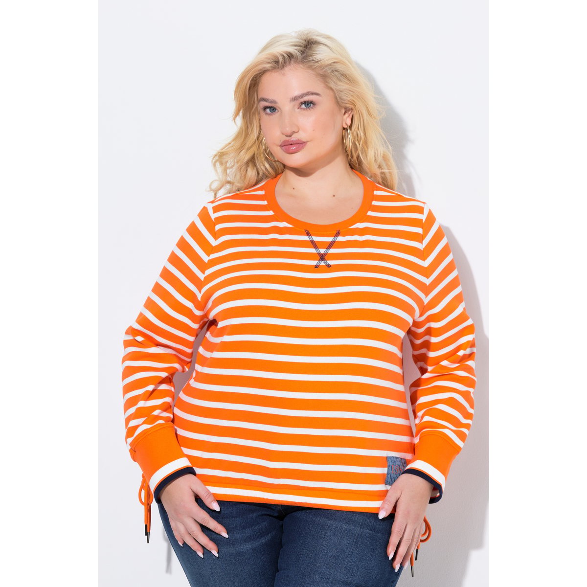 Sweat-shirt rayé orange vif, ULLA POPKEN