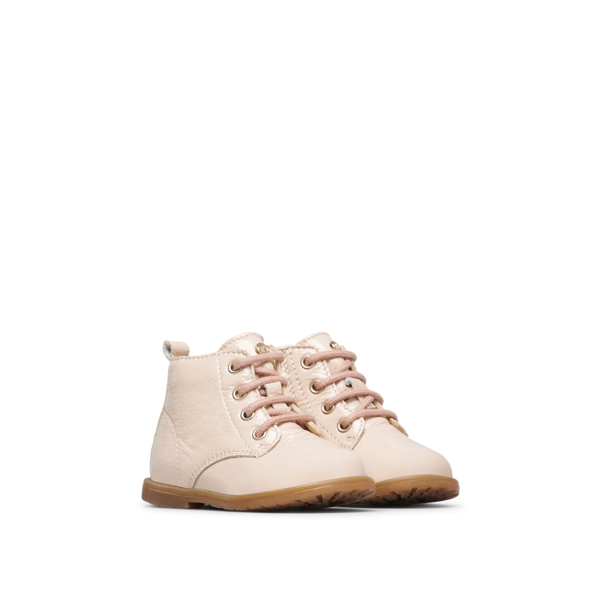Bottines vernies à lacets et fermeture éclair ROBIN NEW rose poudré-, FALCOTTO