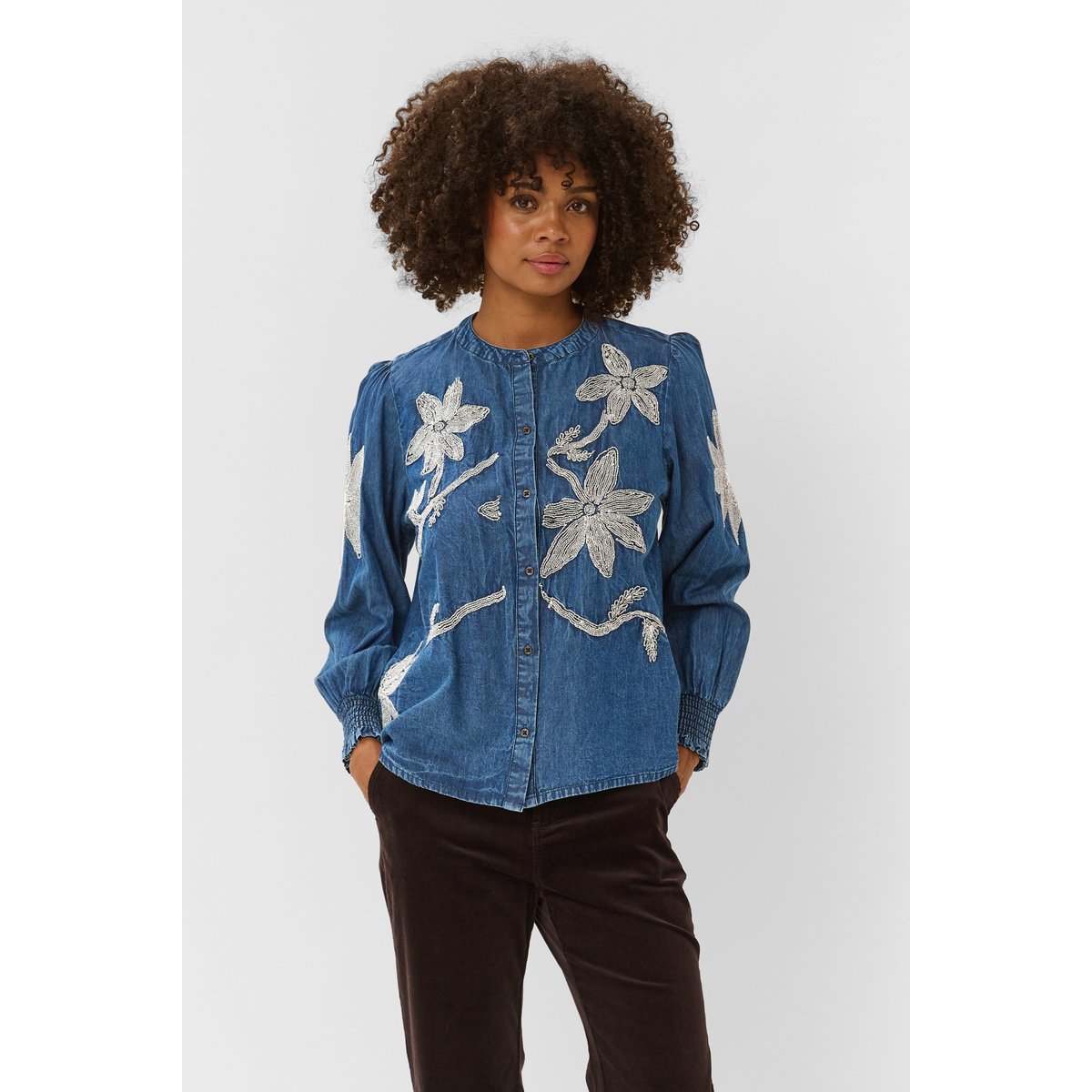 Blouse à manches longues bleu medium blue wash, CULTURE