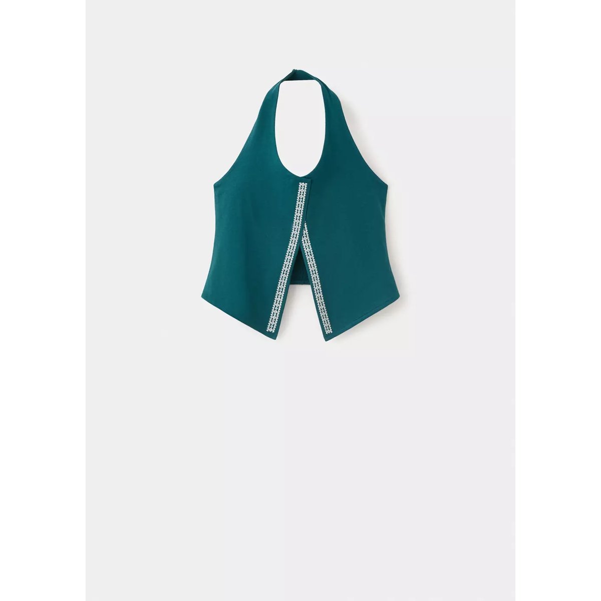 Top dos-nu avec détails brodés bleu pétrole, MANGO TEEN