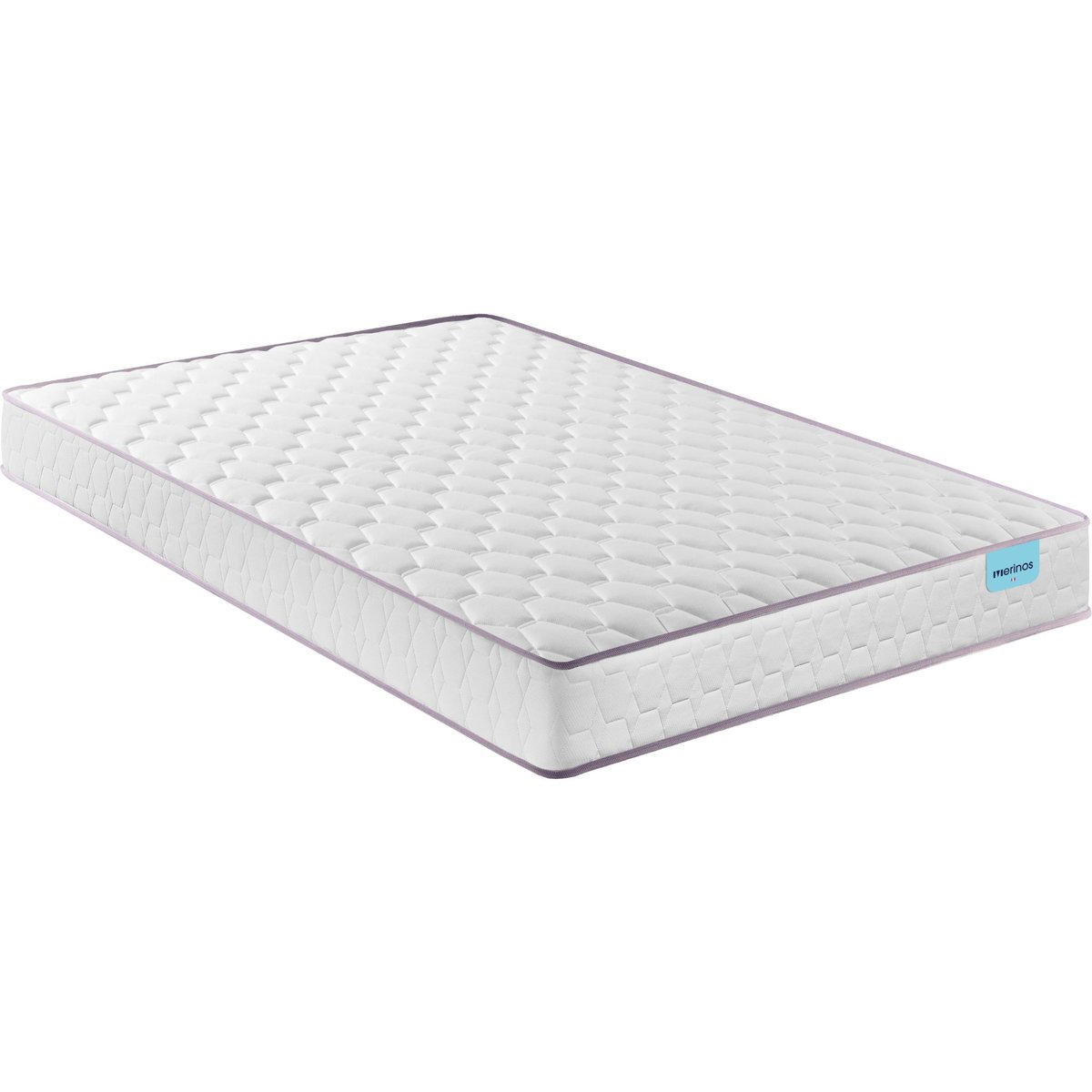 Ensemble matelas ressorts ensachés NATTY, sommier TWIST et pieds blanc, MERINOS