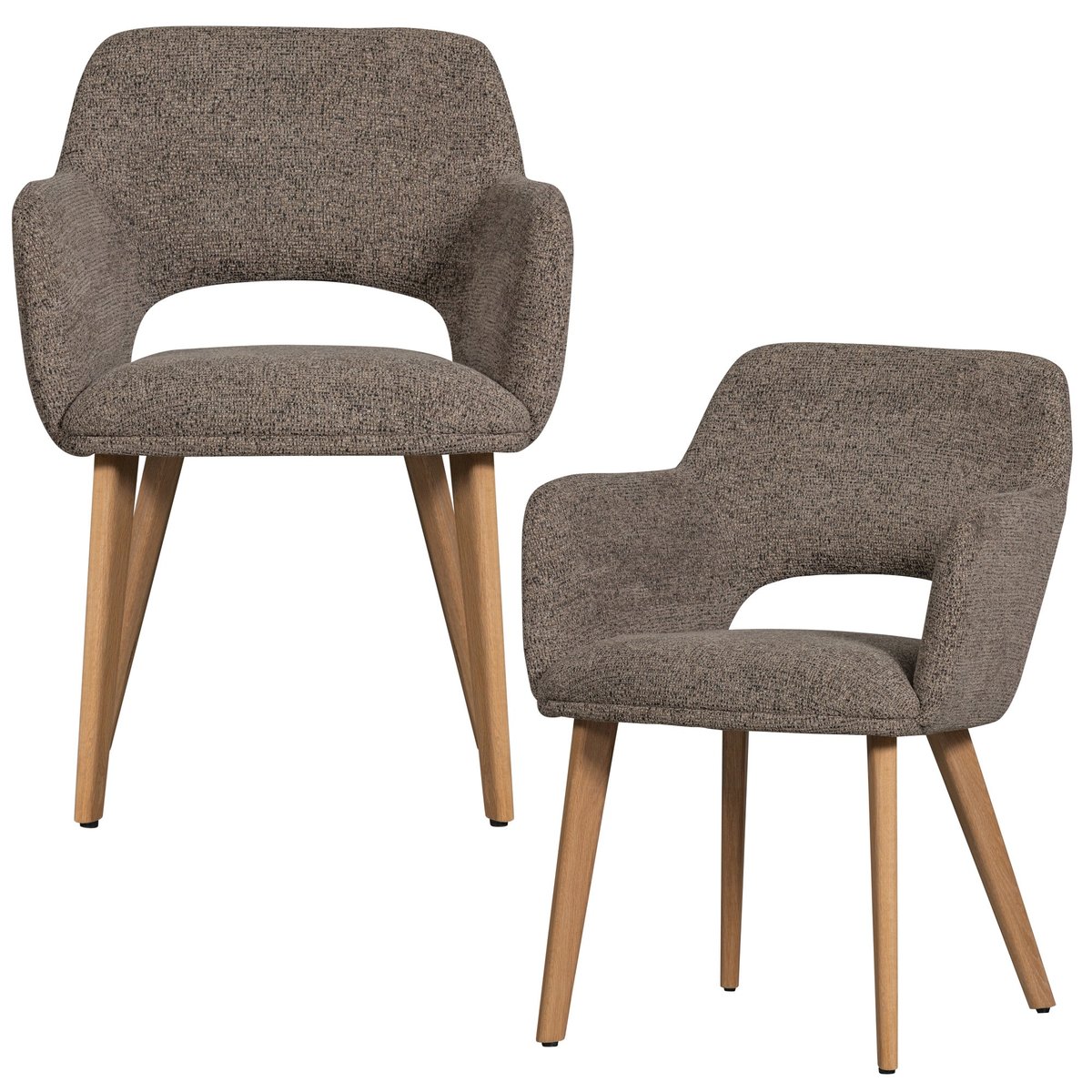 Lot de 2 chaises de table en polyester MURAT marron taupe, WOOOD