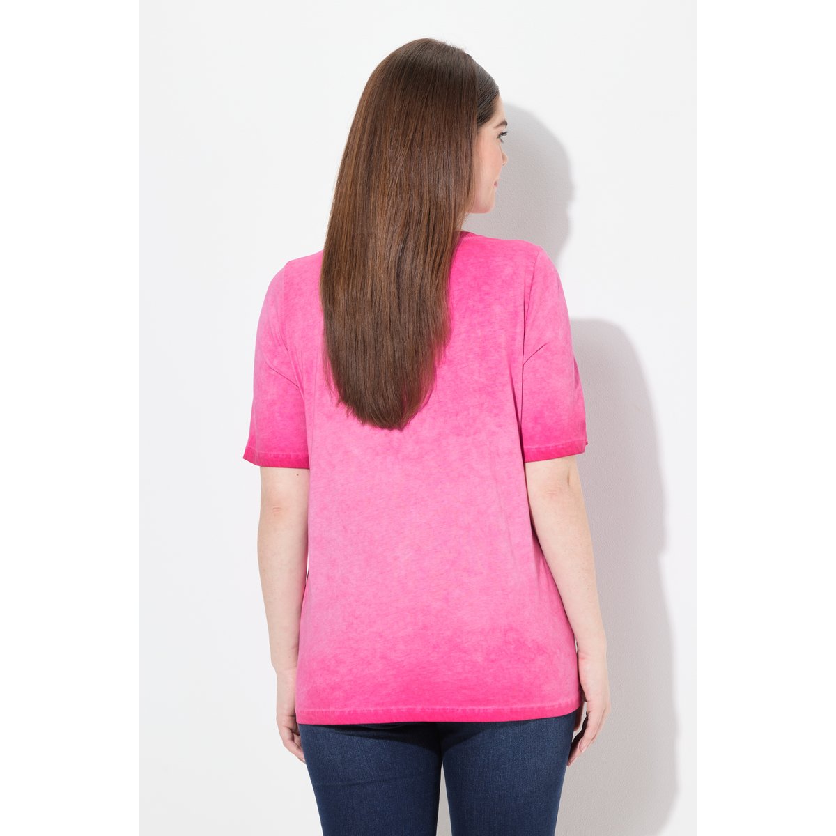T-shirt à motif edelweiss. Encolure V et framboise, ULLA POPKEN