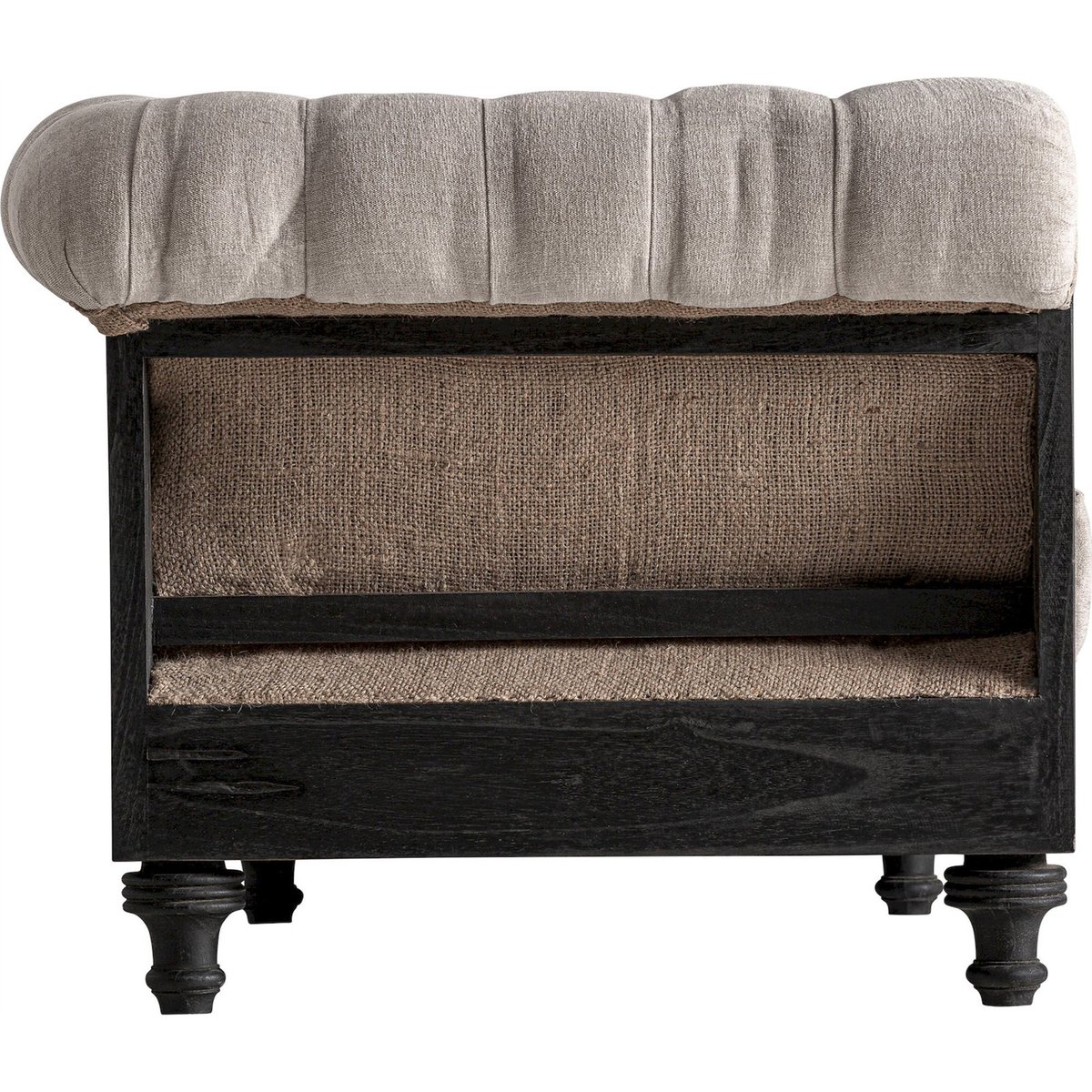 Fauteuil capitonné collection S.GORE beige et noir, RECOLLECTION