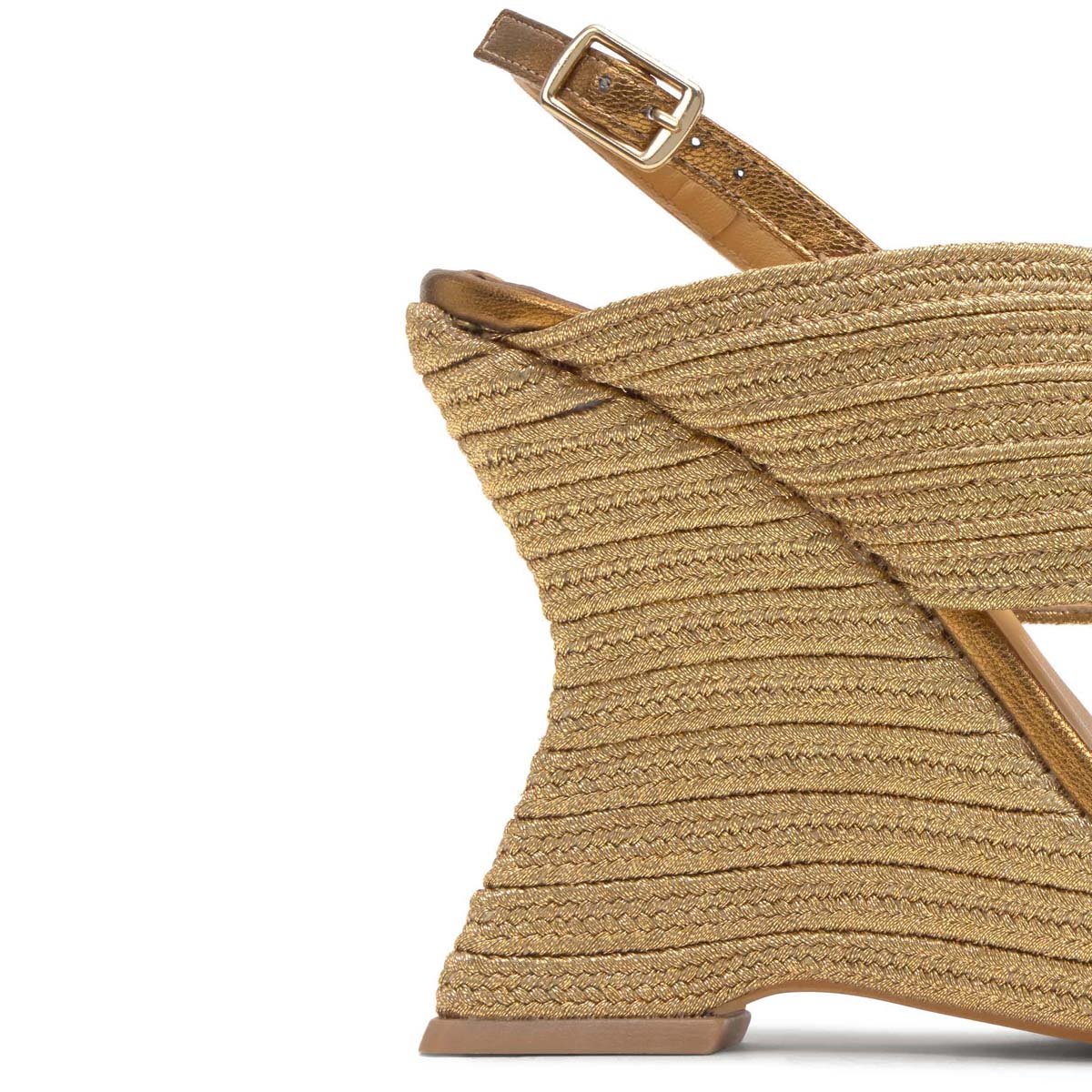 Sandales compensées en tressage métallisé à boucle JULIET PLATFORM bronze, CASTANER
