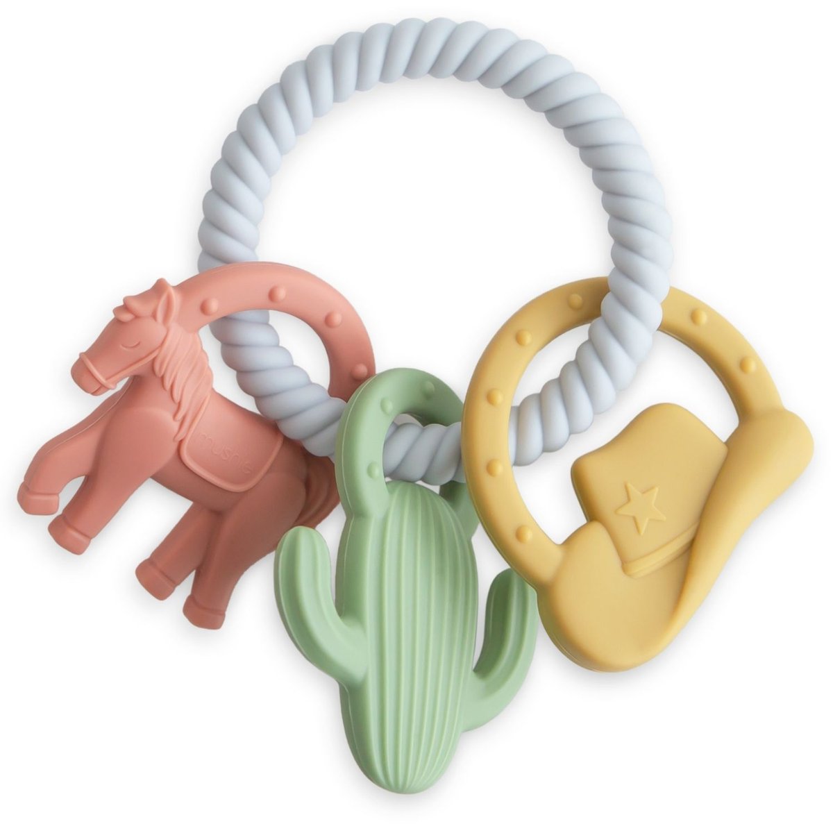 Jouet de dentition Ring bleu, rouge, vert, MUSHIE