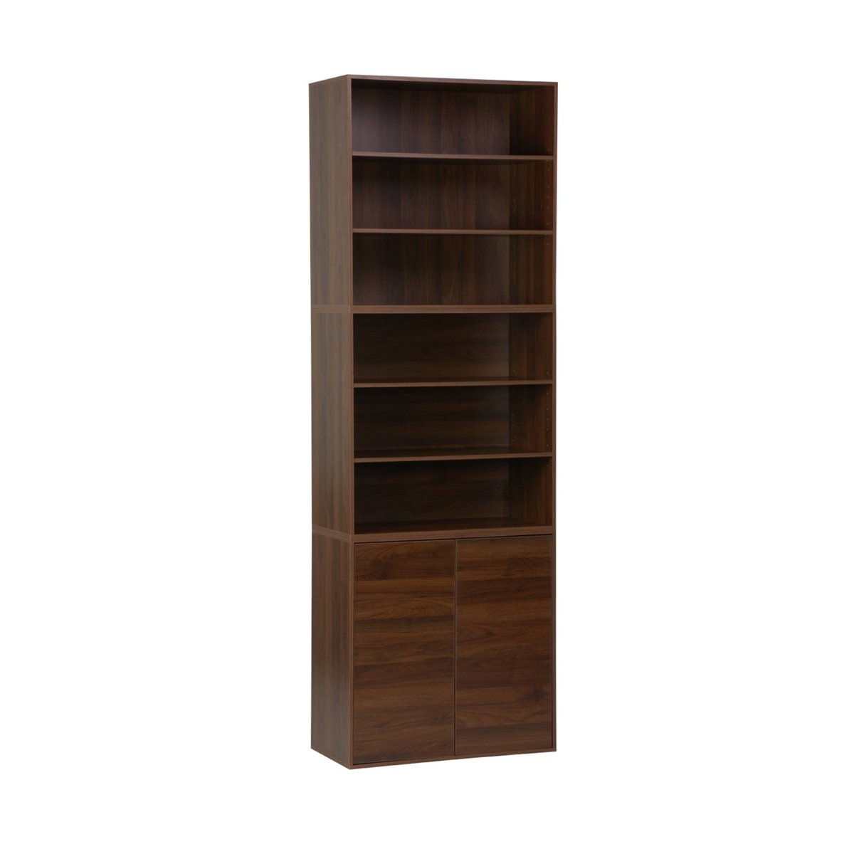 Etagère, bibliothèque modulable décor bois 3 éléments - 2 portes 5 étagères KOMPO noyer, SWEEEK