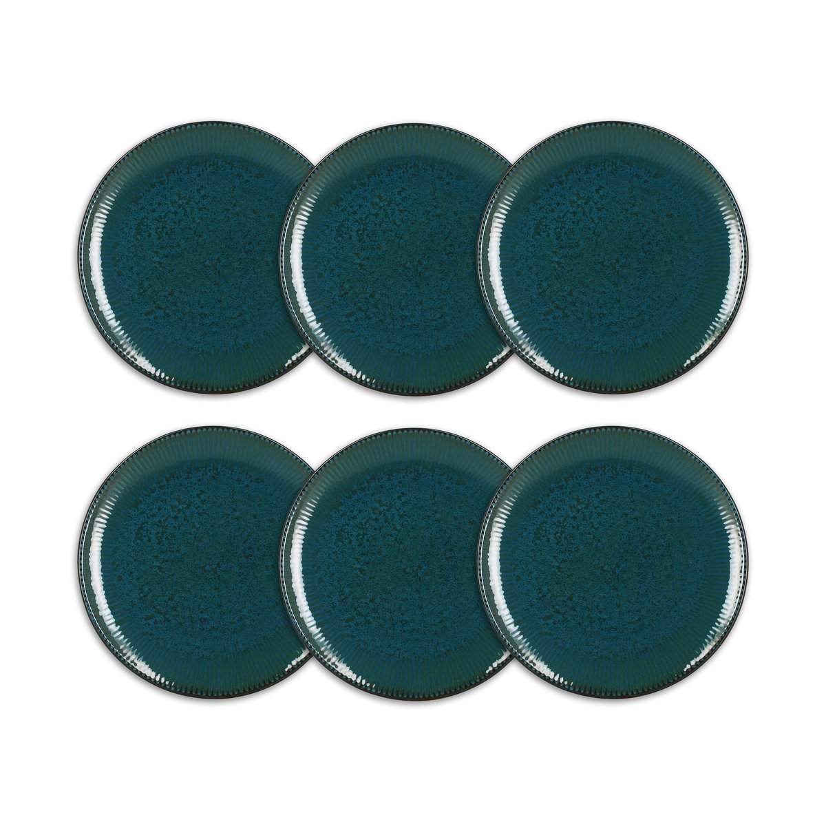 Lot de 6 assiettes à dessert 21cm en porcelaine, LUNEA bleu, OGO LIVING